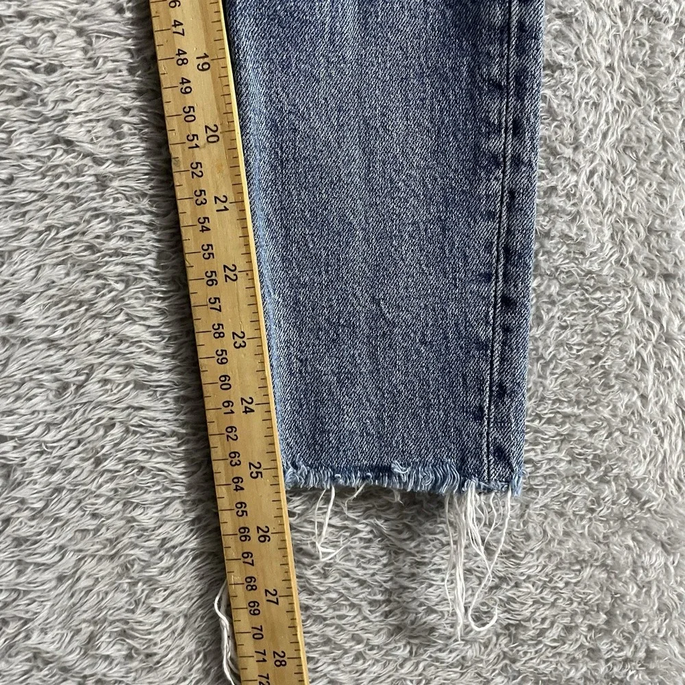 We The Free Jeans Womens 26‎ Skinny Blue Stretch Light Wash Button Fly Raw Hems